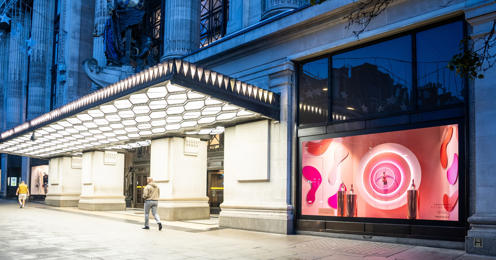 Transforming Selfridges’ window, the limited edition Laurent-Perrier Cuvée Rosé Petal Robe takes center stage